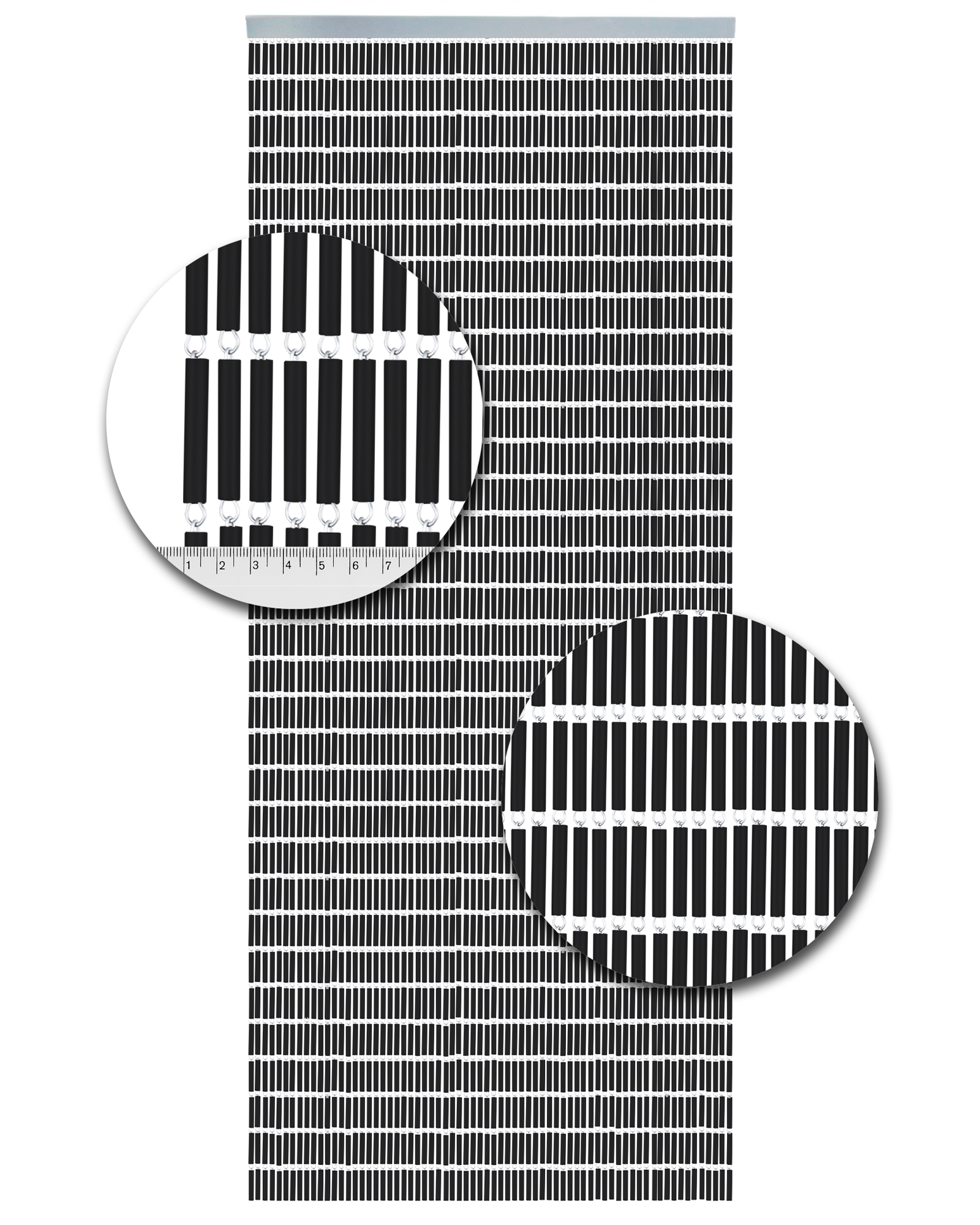 Vliegengordijn Hulzen Zwart - 90cm x 210cm