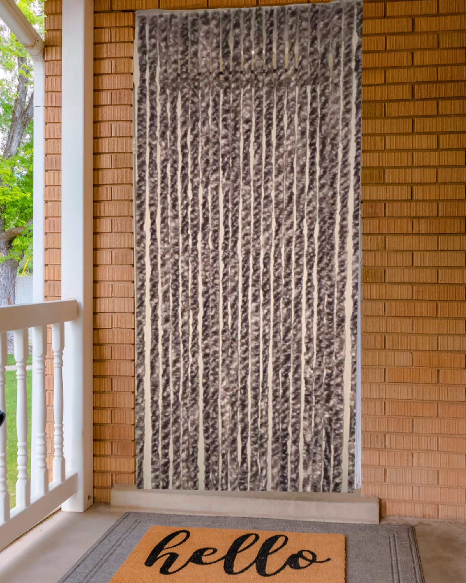 Vliegengordijn Kattenstaarten Bruin-Wit-Grijs gemeleerd - 90cm x 220cm