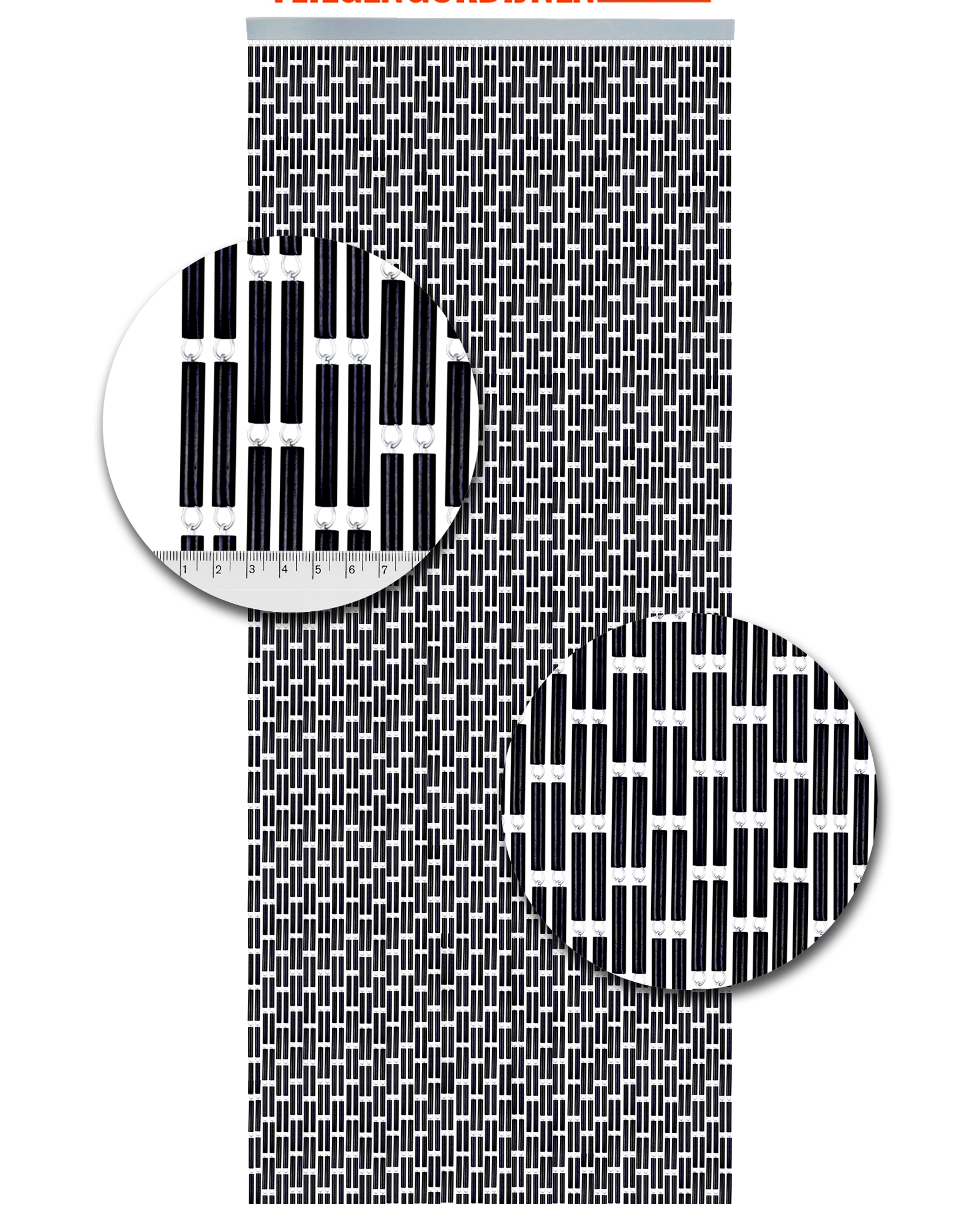 Vliegengordijn Hulzen Verspringen Zwart - 90cm x 210cm