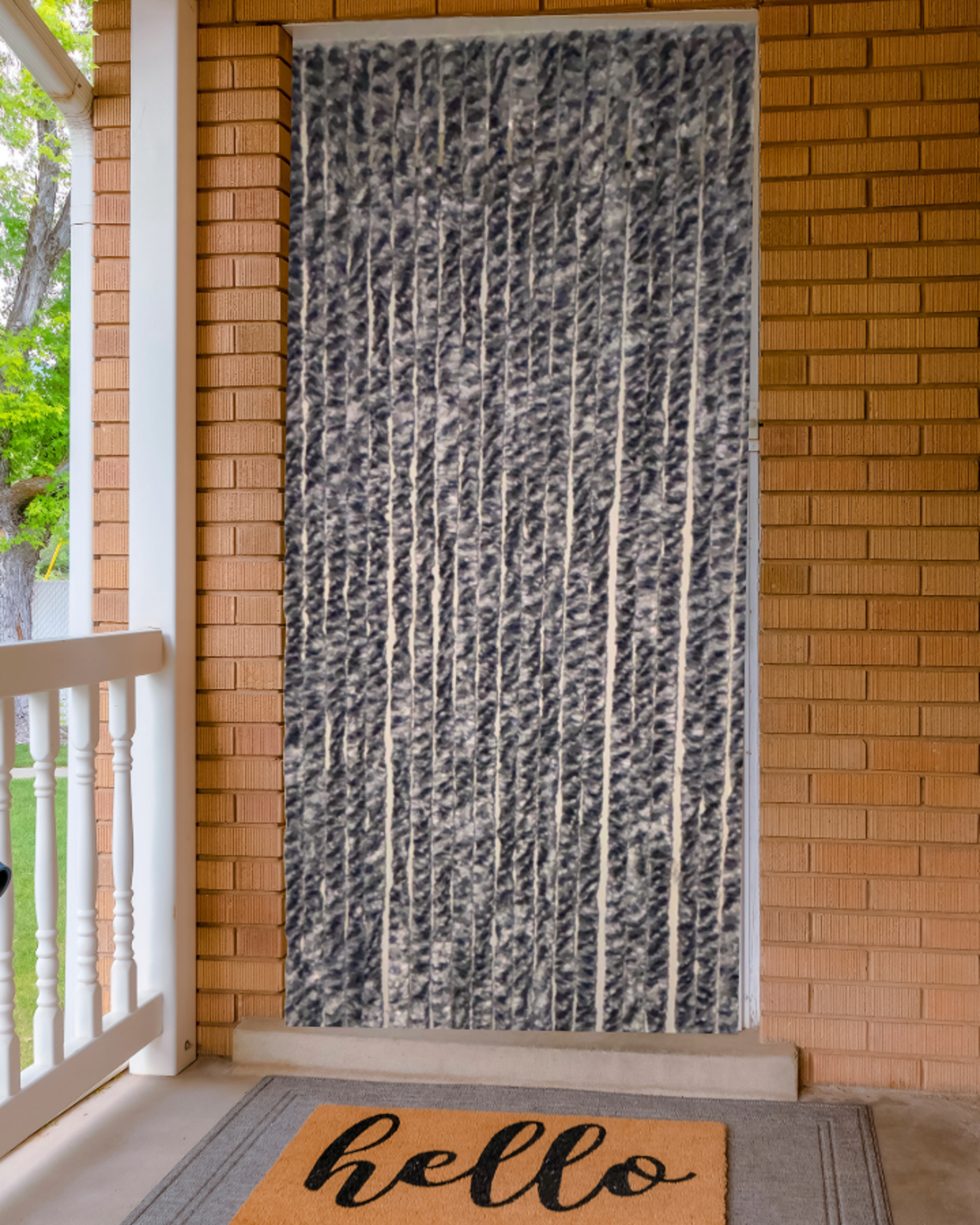 Vliegengordijn Kattenstaarten Grijs-Blauw-Wit gemeleerd - 90cm x 220cm
