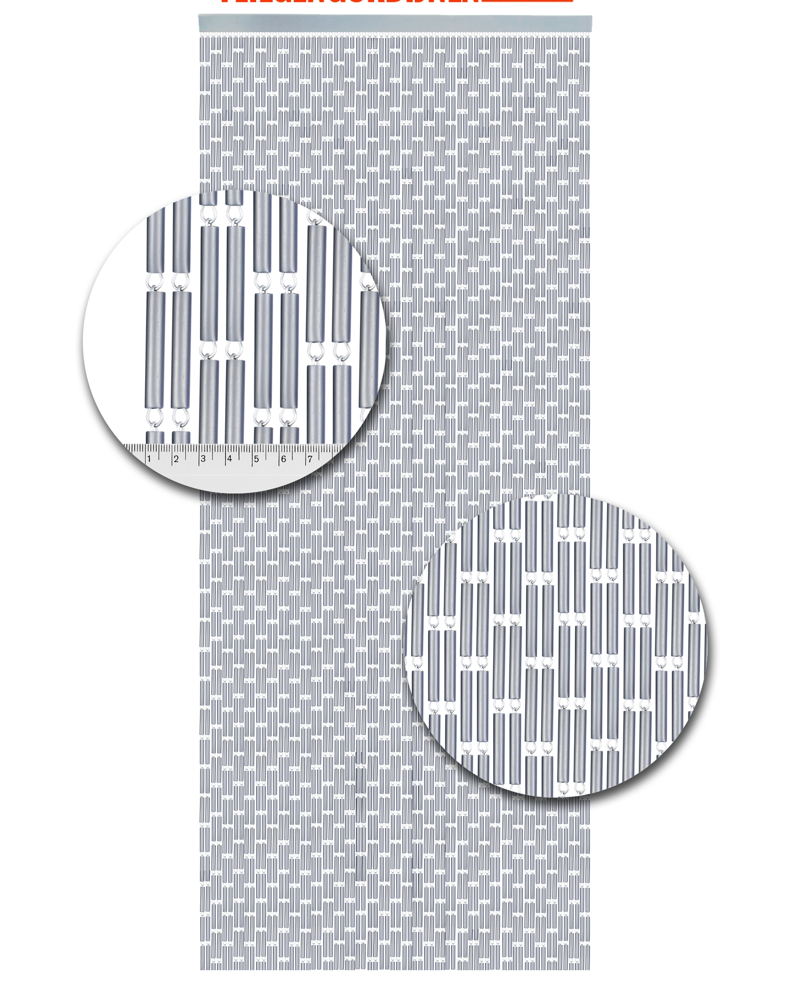 Vliegengordijn Hulzen Verspringen Zilver - 90cm x 210cm