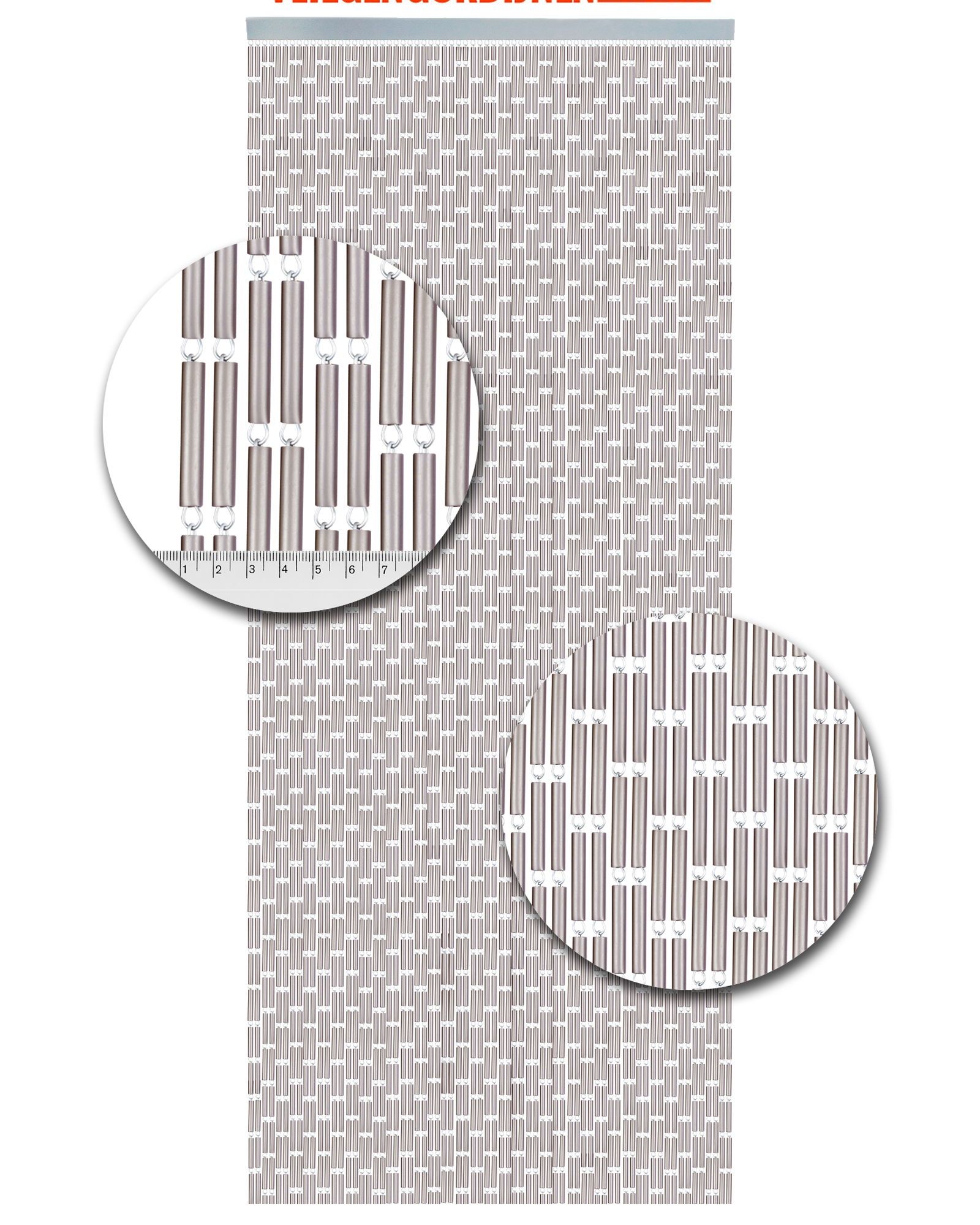 Vliegengordijn Hulzen Verspringen Zilver Metallic - 90cm x 210cm